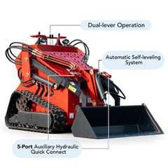2645lbs Tracked Mini Skid Steer Loader 3-Pumps Dual Level Operation 23HP Engine