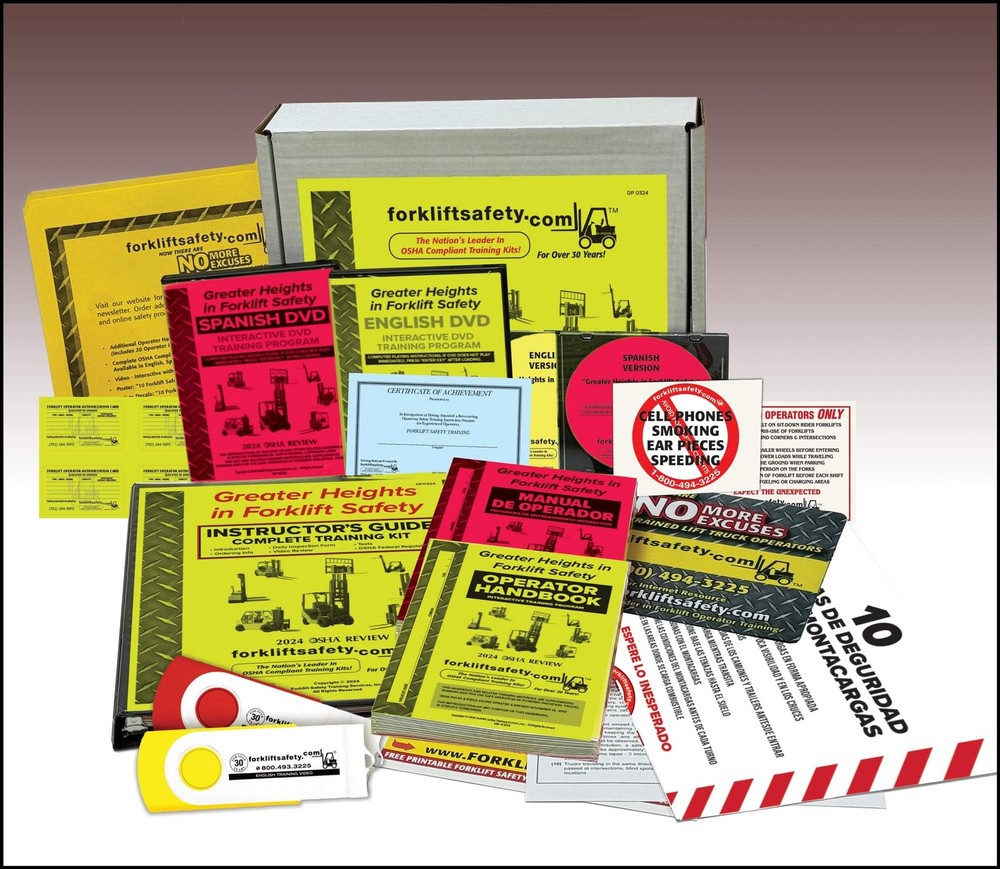 Forklift Safety Training Kit English Spanish 20 Operators OSHA Certified