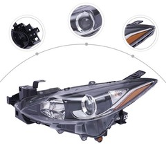 Halogen Headlight Assembly 2014-2016 Mazda 3 Sport Hatchback Sedan Left Driver