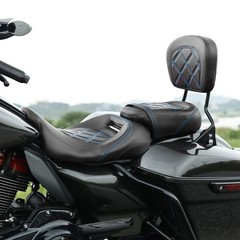 Low-Profile Seat & Sissy Bar Pad Fits Harley Touring 09-23 Road King Blue Stitch