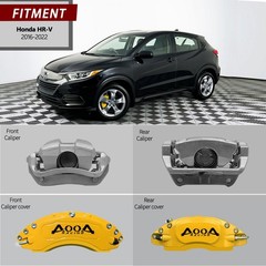 Aluminum Caliper Covers Yellow w/ Black Characters Honda HR-V 2016-22 Front/Rear
