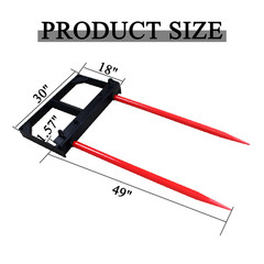 49″ Dual Hay Bale Spear, 3000lbs Load Capacity Skid Steer Loader Bucket Attachme
