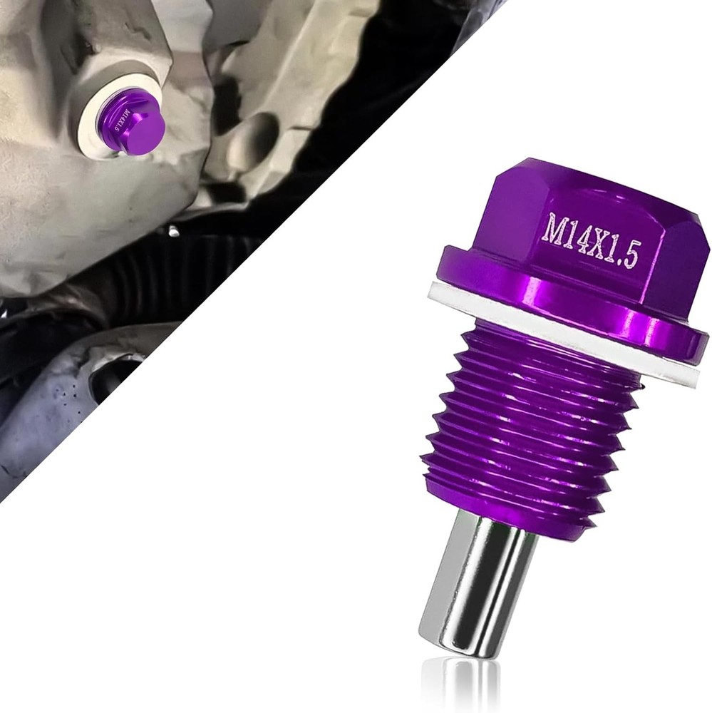 Magnetic Oil Drain Plug M14x1.5 for Sump and Transmission, Inclu Color: Purple