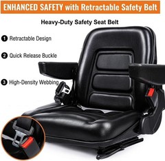 Universal Forklift Seat,Tractor Seat with Micro Switch,Armrest and Safety Belt,f