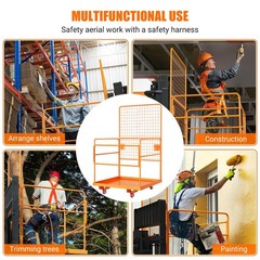 45 x 43 in Forklift Cage, Max. 2200 LBS Forklift Man Basket with Harness & Wheel