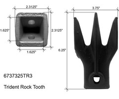 1 Bobcat Style Mini Excav/Backhoe Bucket Trident Rock Tooth w/ Pin, 6737325TR3