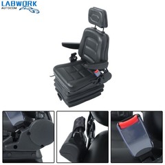 Suspension Adjustable Forklift & Tractor Seat Backrest Armrest Safety Belt