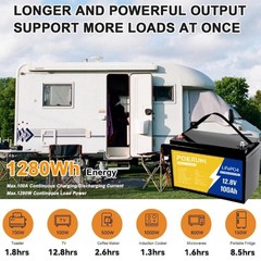 12V 100Ah LiFePO4 Lithium Battery with 100A BMS for RV Marine Trolling Off-grid