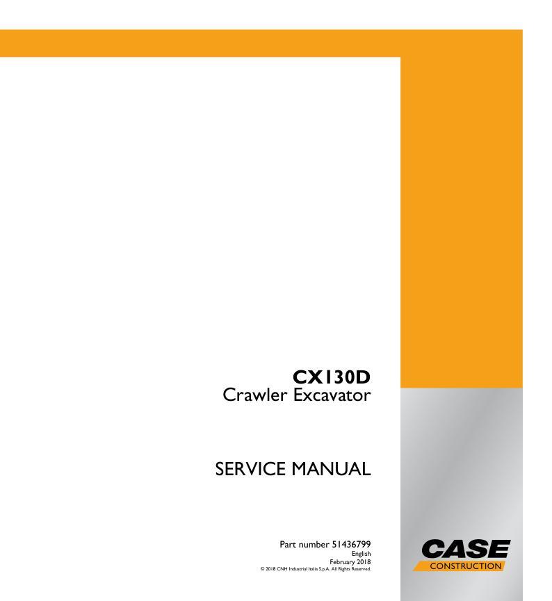 Case CX130D Crawler Excavator Service Manual Repair Shop Book