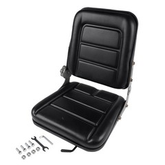 Universal Adjustable Backrest Forklift Excavator Lawn Mower Tractor Seat Black