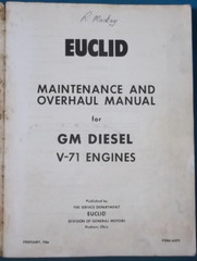 EUCLID GM 6V-71 8V-71 12V-71 16V-71 ENGINE SERVICE OVERHAUL REPAIR MANUAL