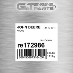 RE172986 VALVE fits JOHN DEERE (Surplus Open Box)