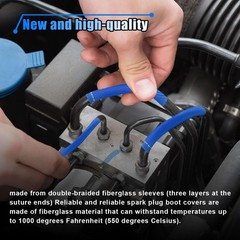 8PCS Spark Plug Wire Heat Shield Sleeve, 1500° 6.17 x 1.10 inches, Blue