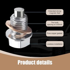 Oil Drain Plug M14x1.5, Stainless Steel Oil Drain Plug with Silver M14x1.5