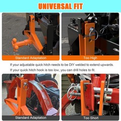 3 Point 2″ Receiver Trailer Hitch Category 1 Tractor Tow Drawbar Adapter Upgrade