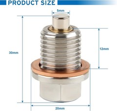 M14 x 1.5 Stainless Steel Magnetic Oil Drain Plug with Neodymium Size: M14x1.5