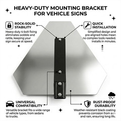 Heavy-Duty Steel Slow Moving Vehicle (SMW) Sign Mounting Bracket Kit – Universal