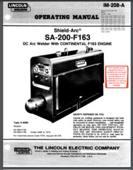 Lincoln SA-200 DC Welder Owner Manual Pipeliner Gas Engine 1969 Comb Bound Gloss