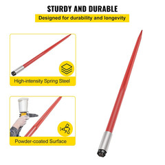 Mophorn Hay Spear 49″ Bale Spear 4500 Lbs Capacity, Bale Spike Quick Attach Squa