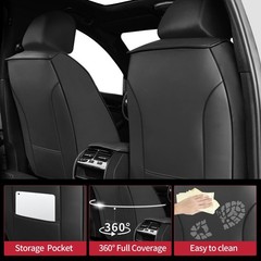 Hyundai Elantra 2017-2026 Car Seat Covers Waterproof Leather Airbag Black+Red 2P