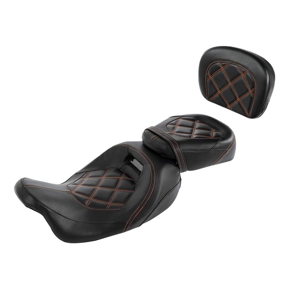 Rider Seat Sissy Bar Trunk Pad Brown Stitch 09-20 Touring Road King Street Glide