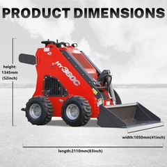 HUAYEE FREE SHIPPING New Mini Skid Steer Loader 13.5hp B&S Gas EPA Engine