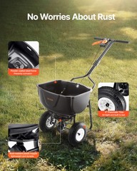 VEVOR Walk Behind Push Broadcast Spreader 60LBS Capacity 0-9.8ft Spreading Width