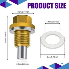 M14×1.5 Magnetic Oil Drain Plug, Transmission Oil Plug, Oil Pan Su Color: Gold