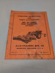 AC15 ALLIS CHALMERS 211 SERIES DISK HARROW OPER. INST. PARTS ILLU. TM-169