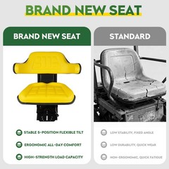Yellow Universal Adjustable Tractor Suspension Seat Fits for Yellow,