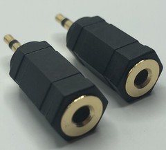 2.5mm Mono Plug to 3.5mm Mono Jack Adapter (7121). Gold Plated LOT of 3.