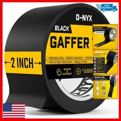 D-NYX Gaffer Tape 2 Inch Black Heavy Duty No Residue Matte Finish