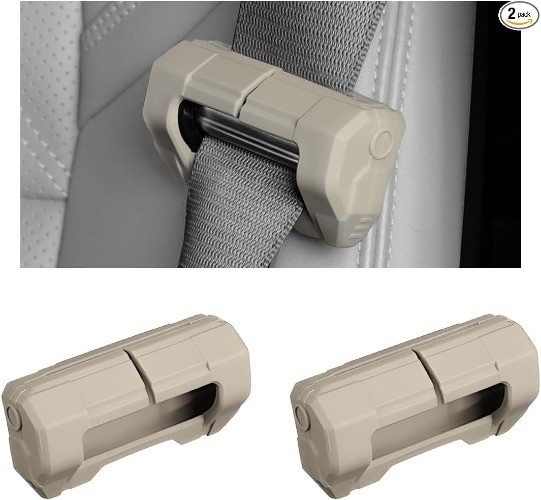 2 PCS Ca Seat Belt Buckle Covers, Anti-Scratch Silicone Auto Sea Color: Beige