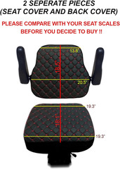 Heavy Duty Tractor Seat Cover Forklift Black Leather Red Stitch No Headrest