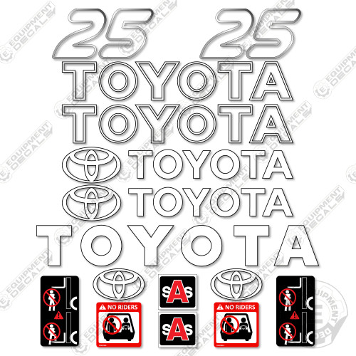 Fits Toyota 7FGCU25 Forklift Decal Kit – 7 YEAR OUTDOOR 3M VINYL!
