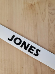 JONES Last name decal sticker vinyl (2) PAIR Gloss BLACK 8″ FAST USA
