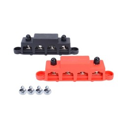 Red & Black 5/16″ 4 Stud Power Distribution Block -BUSBAR- With Cover