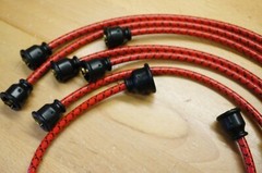 Farmall 656 Row Crow Gas Red & Black Cloth Copper Spark Plug Wire Set IH