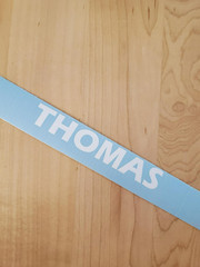 THOMAS last name decal sticker vinyl (2) PAIR Gloss WHITE 10″ FAST USA
