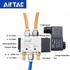 AirTAC 12V 24V 110V 220V Pneumatic Electric Solenoid Air Valve 5 Way 2 Position