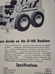 Vintage 1960s? Erickson Husky Skid Steer Loader BROCHURE D100 BACKHOE ATTACHMENT