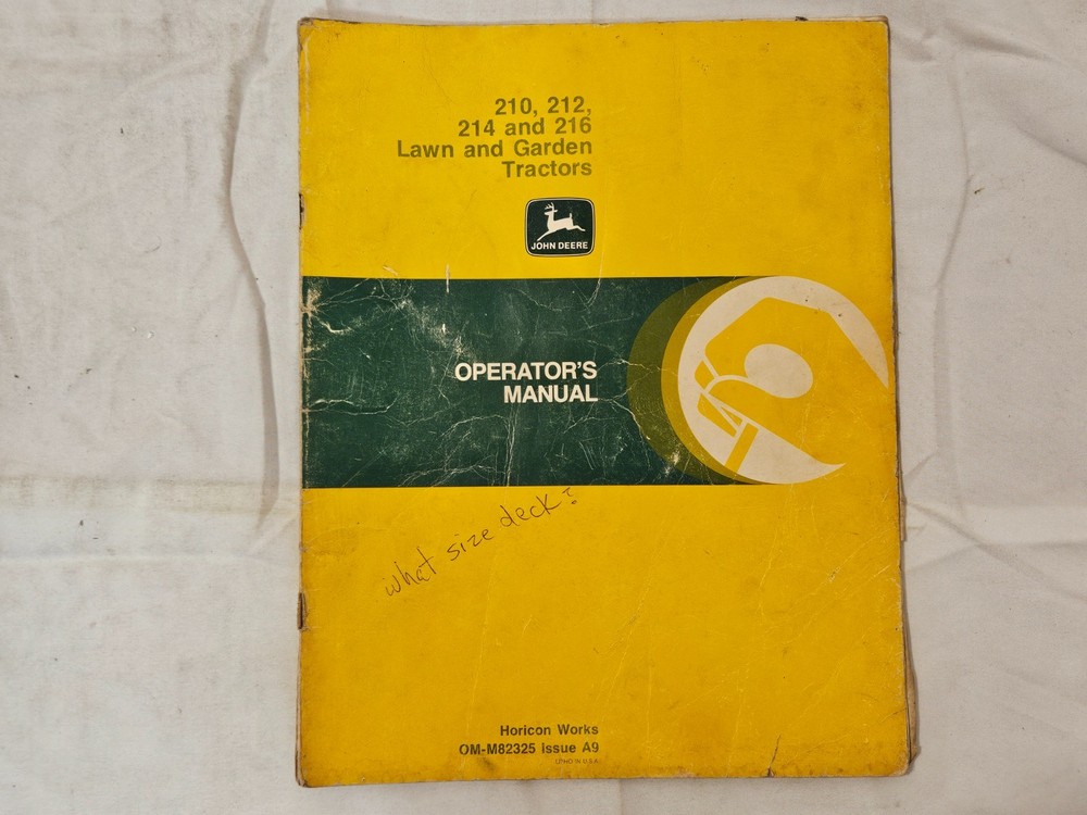 JOHN DEERE 210, 212, 214 AND 216 LAWN TRACTORS OPERATOR’S MANUAL OM-M82325 A9
