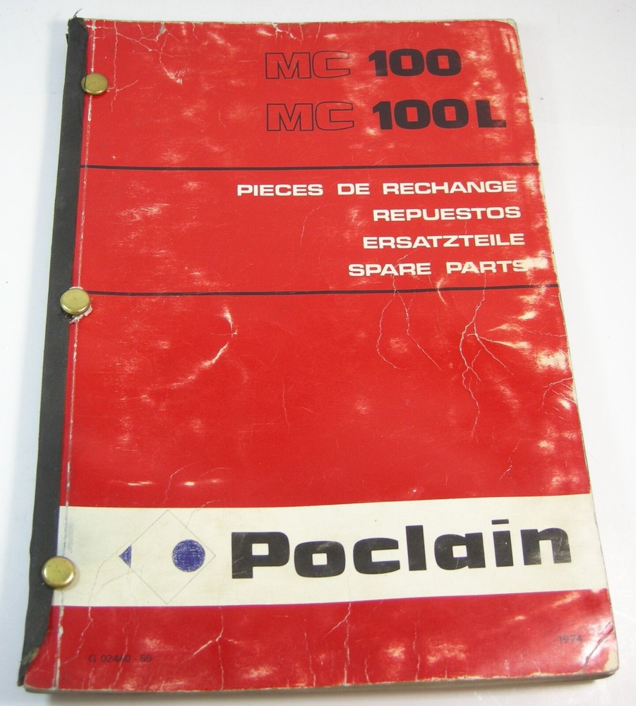 Original Poclain MC100 MC100L Excavator Crawler Tractor Parts Manual