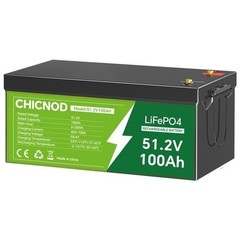 Bluetooth LiFePO4 51.2V 100Ah Lithium Battery with BMS 5120Wh + 48V 20A Charger