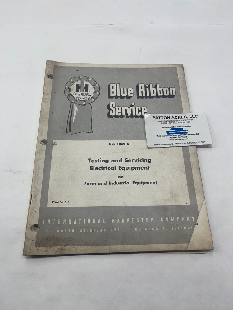 Service Manual for International Harvester Test and Service Electrical Equipment