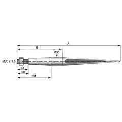 809217 Bale Spear 32 Length Fits Kverneland
