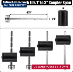 2 Pack Adjustable Trailer Coupler Lock 1/4in Pin Keyed Alike Tow Hitch Latch