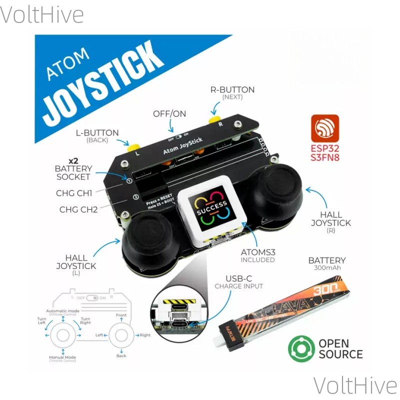 1PCS M5Stack M5Atom Joystick – Programmable Dual-Rocker Remote Controller New