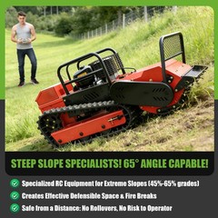 15HP Remote Control Lawn Mower Crawler Brush Cutter 65° Climbing
