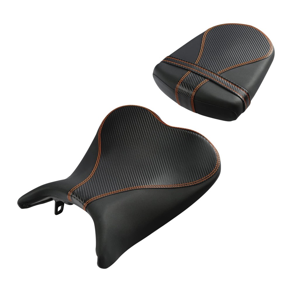 Two Piece Motorcycle Seat Suzuki GSXR600 GSXR750 2006-2007 Black Orange Stitch